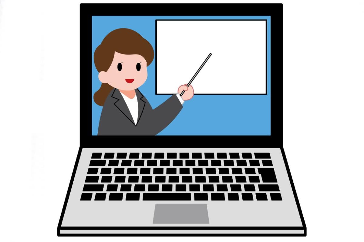 Online instruction on a laptop
