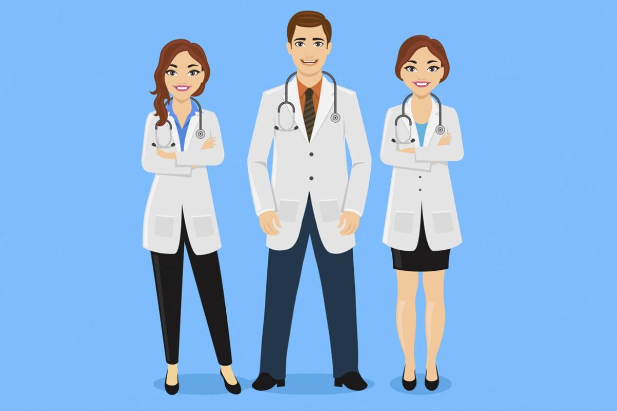 Three smiling doctors