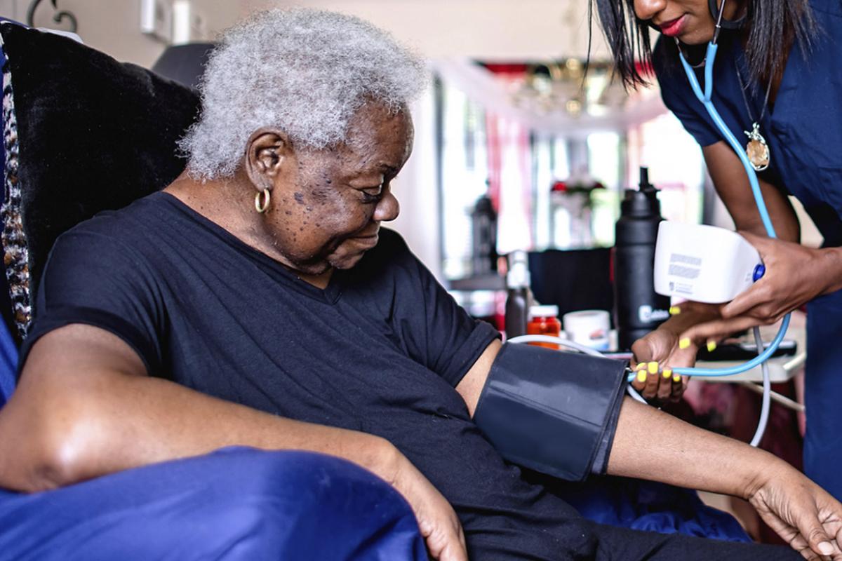 Senior patient receives care at home