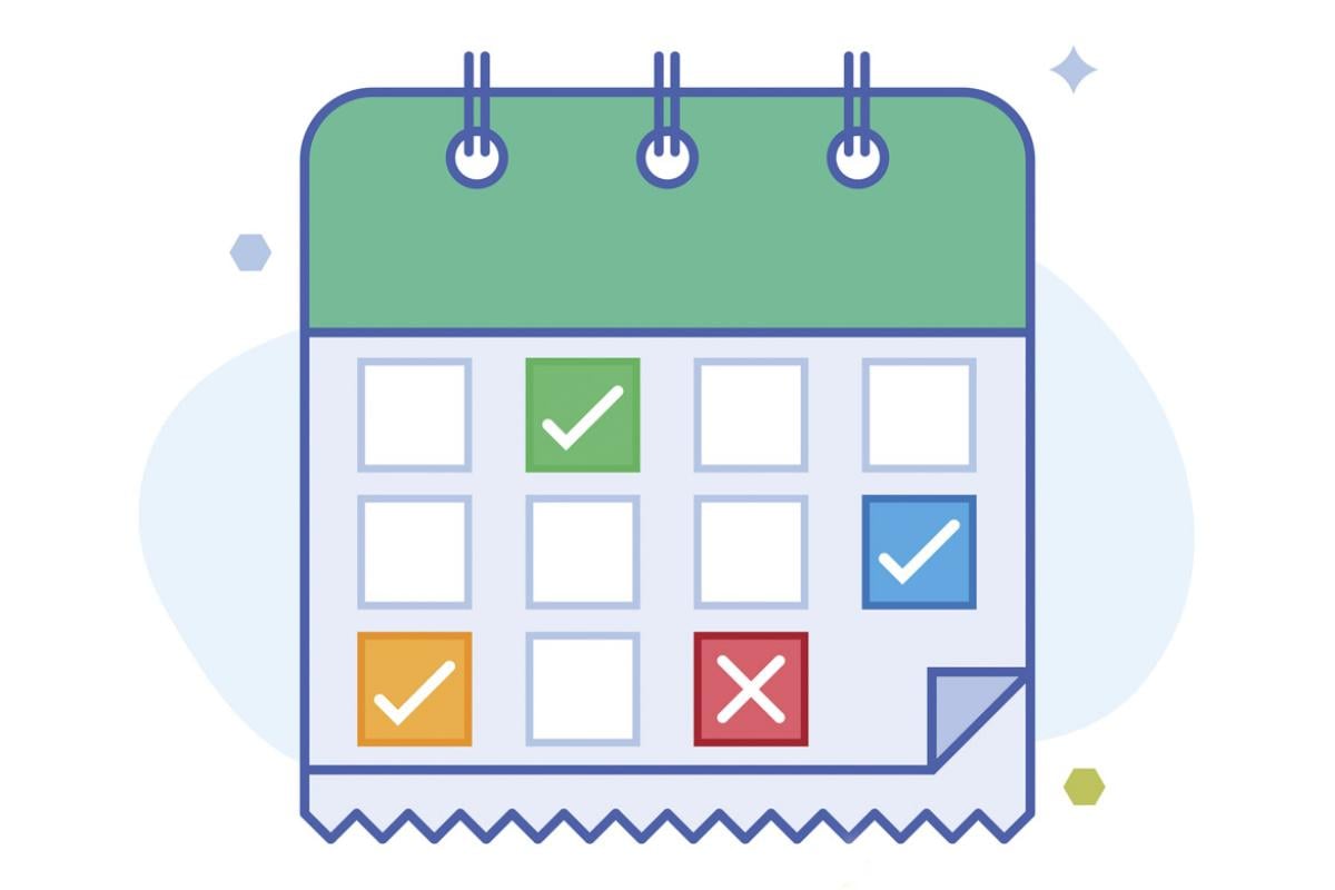 Calendar with check marks