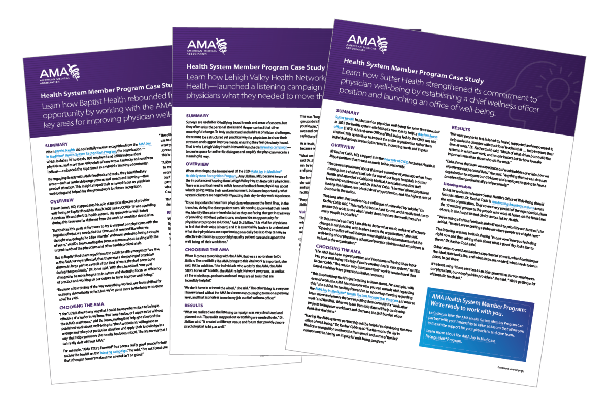 AMA Health System Member Program case studies