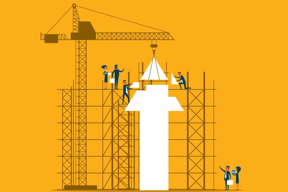 Figures construct an up arrow