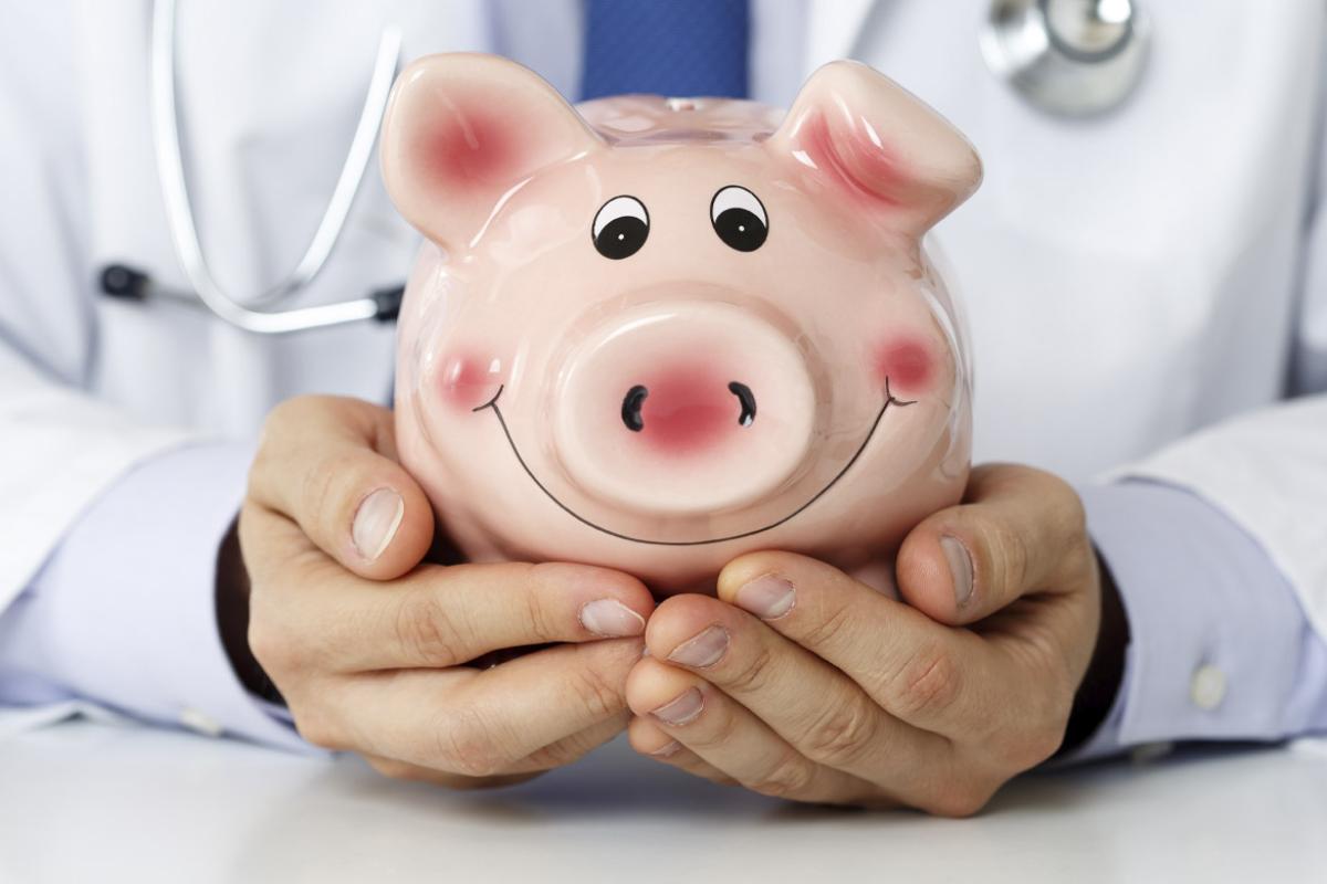 Hands hold a piggy bank