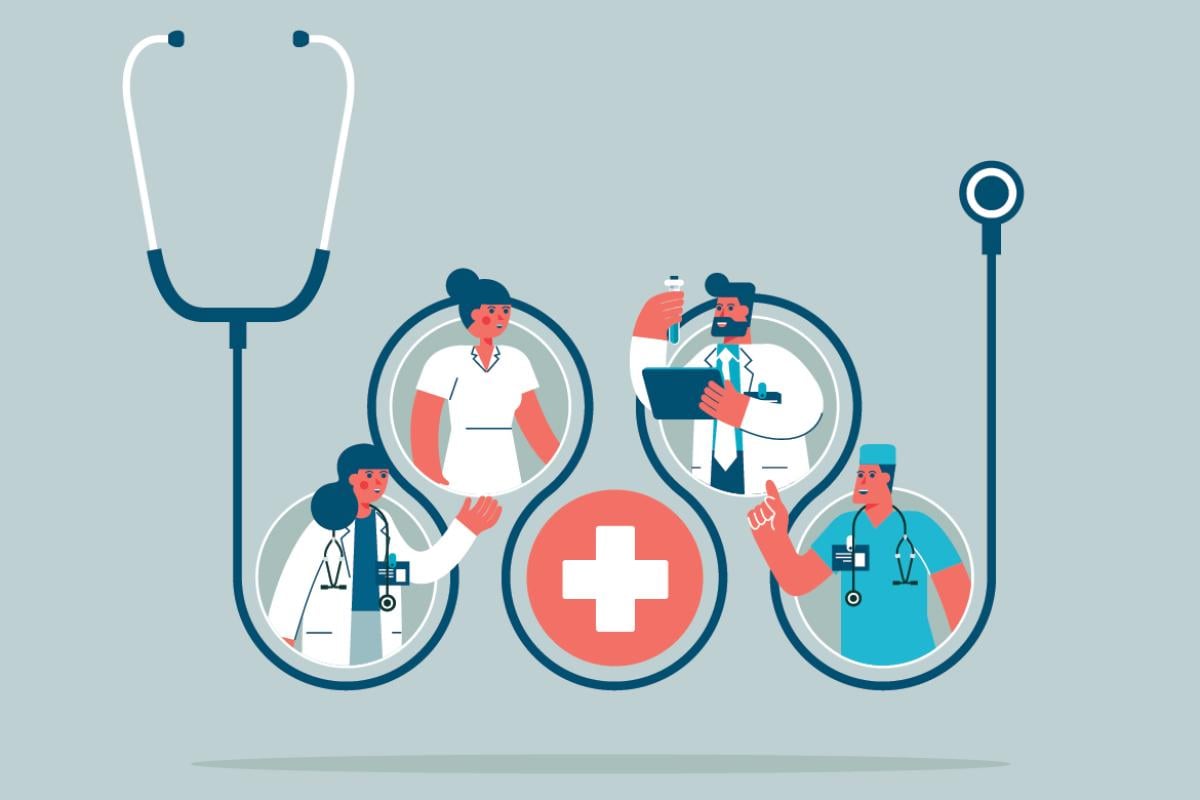 Healthcare figures and stethoscope
