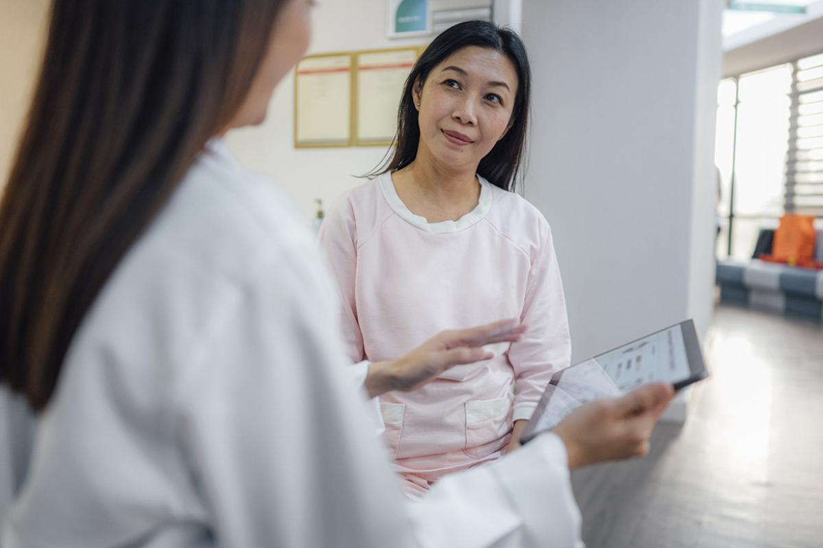 Patient listens to physician