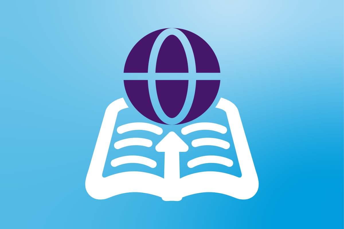Open textbook with arrow