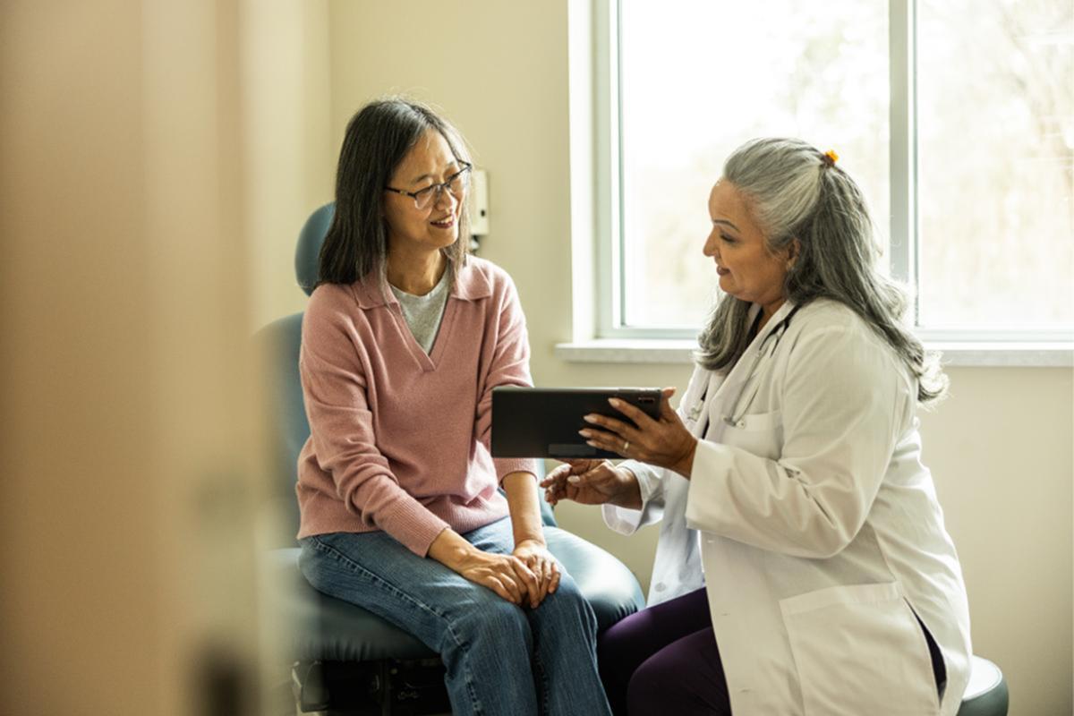 Woman talking with her doctor