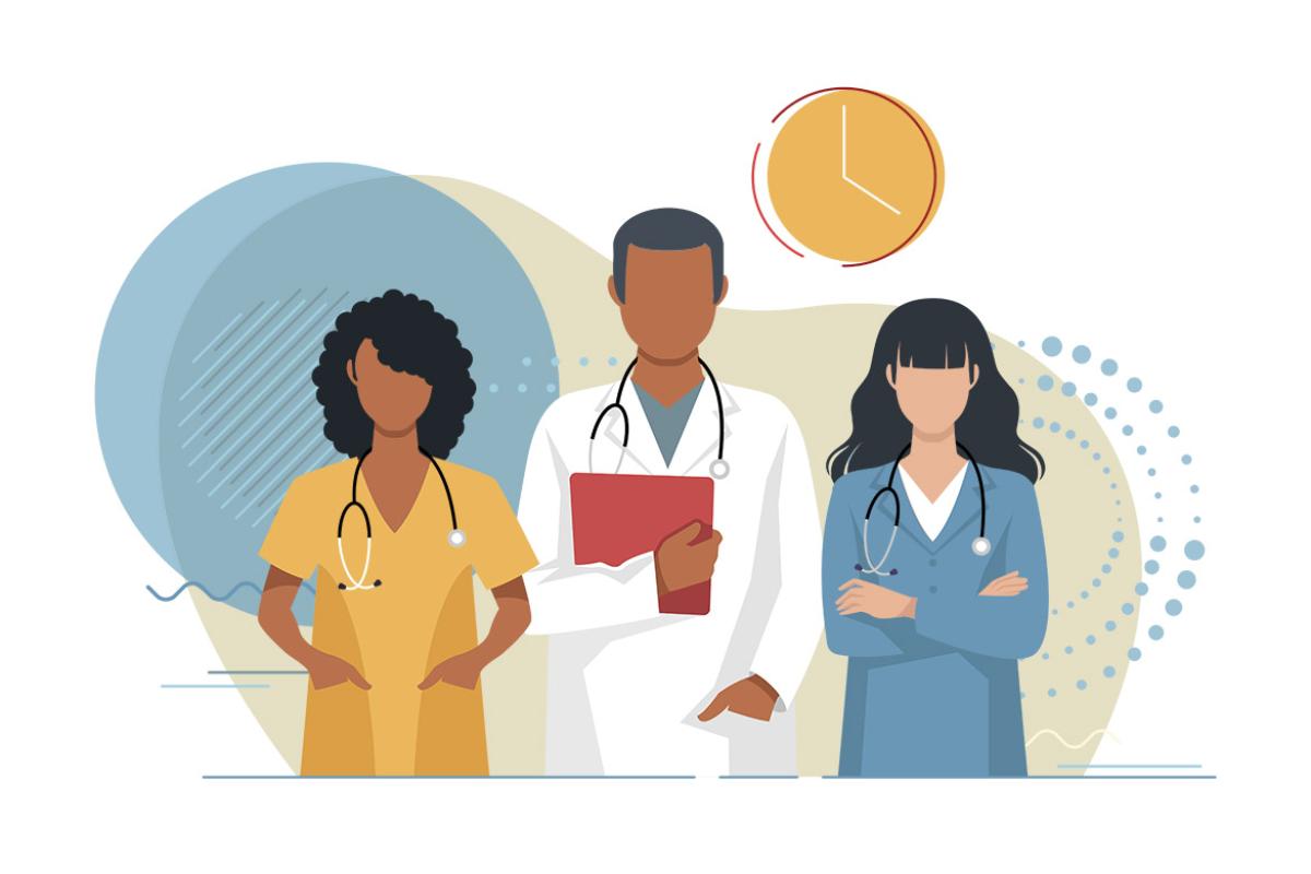 Three healthcare workers