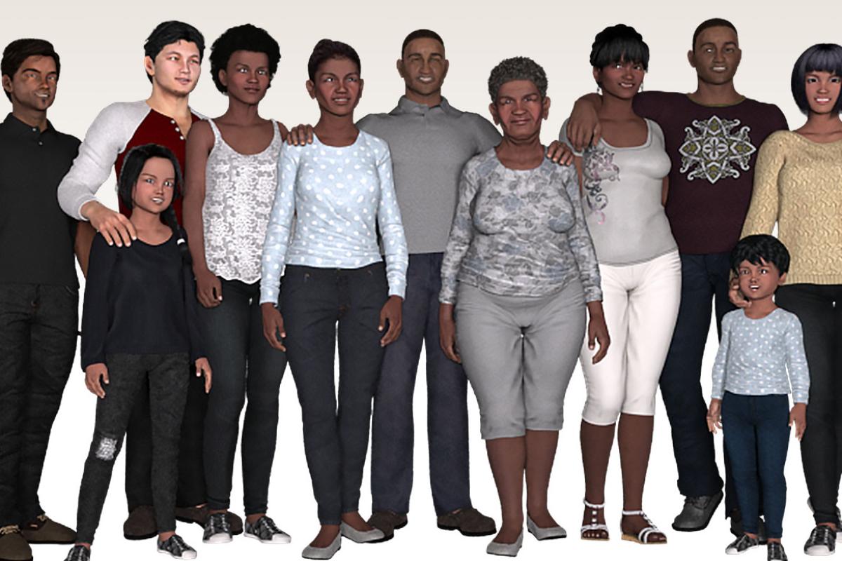 A virtual family created by computer.