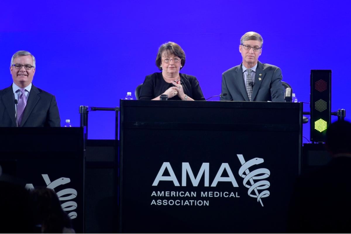 Onstage speakers panel from AMA meeting. 