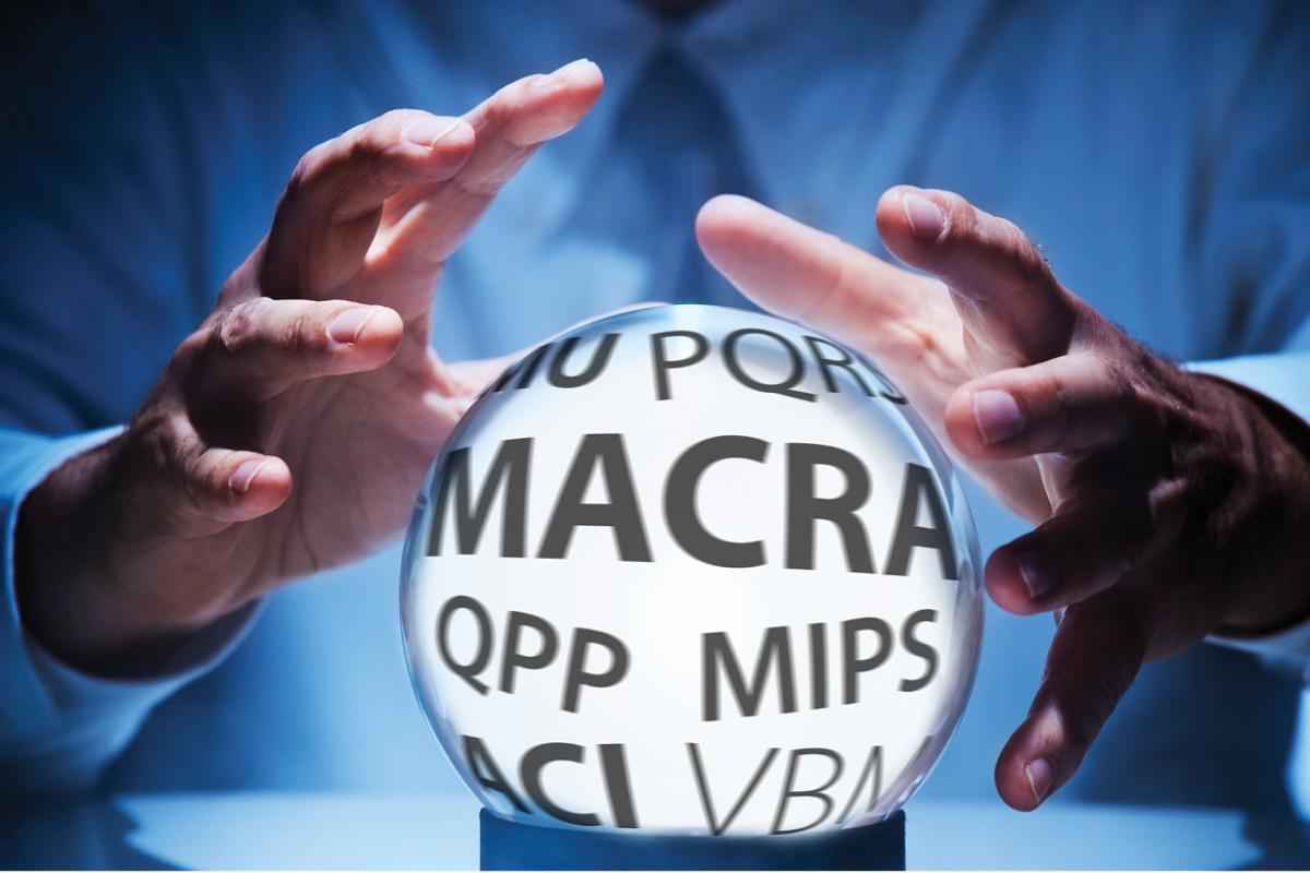 Hands surrounding a crystal ball of data options. 