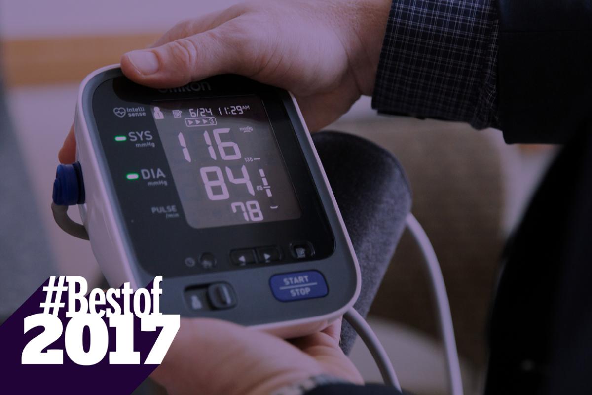 #Best of 2017 Hypertention, hands holding BP device