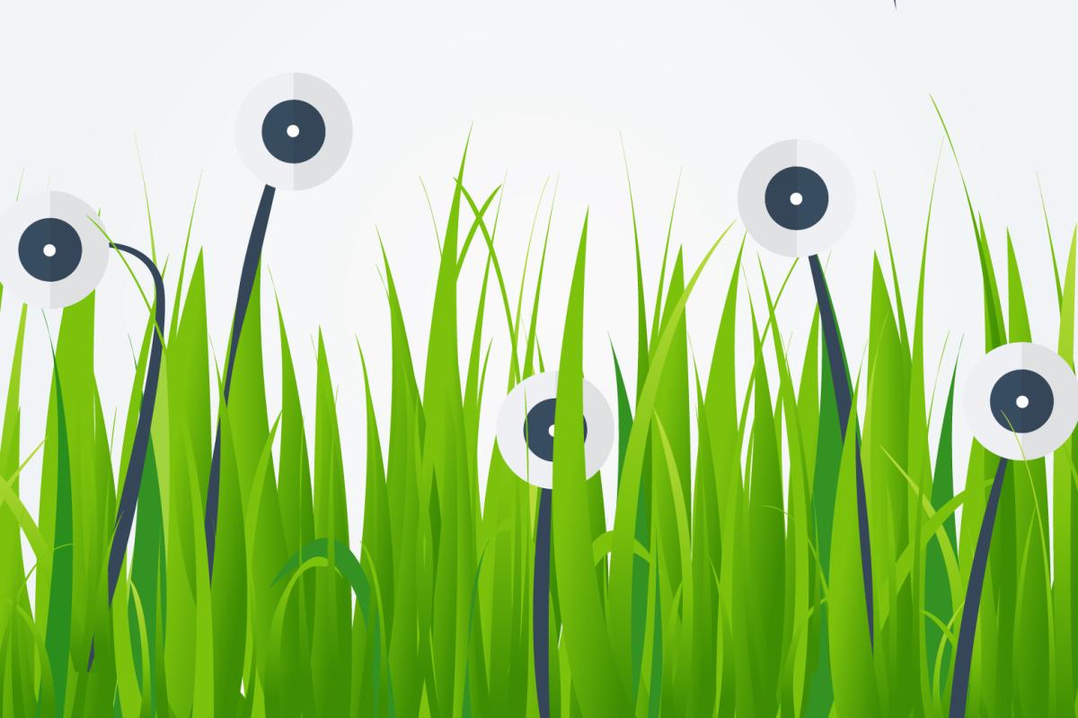 Stethoscopes in the grass illustration. 