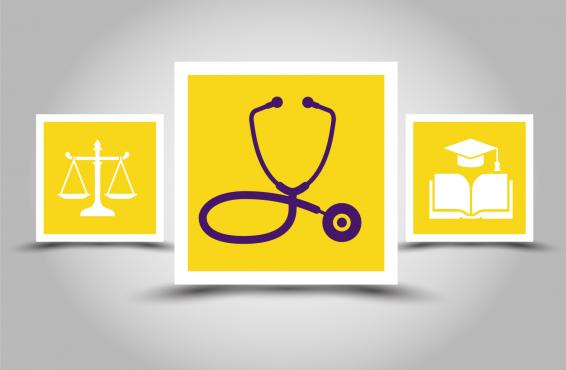 Icons of medical, philosophy and juris degrees
