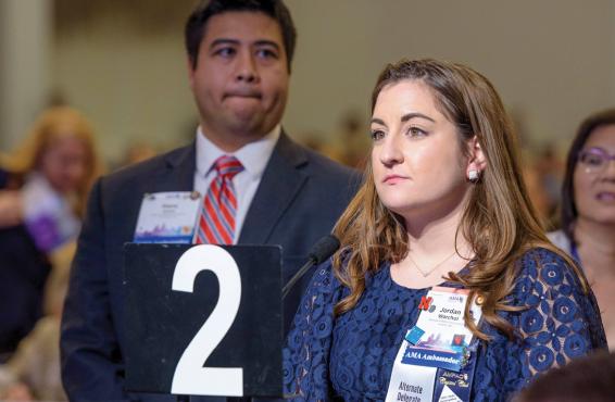 Alternate delegate Jordan Warchol at the 2019 HOD Interim Meeting