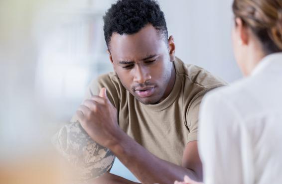 Patient speaking with physician