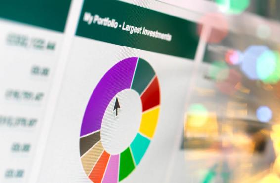 Close up of an investment graph on a computer screen