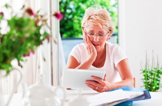 Person looking at a tablet