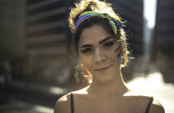 Smiling person looking at the camera