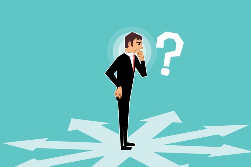 Cartoon of undecided man