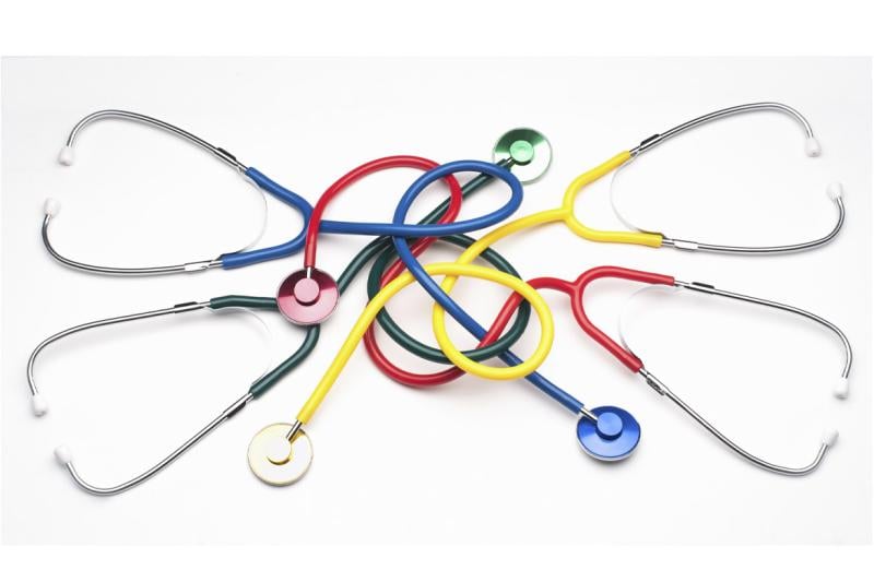 Group of stethoscopes